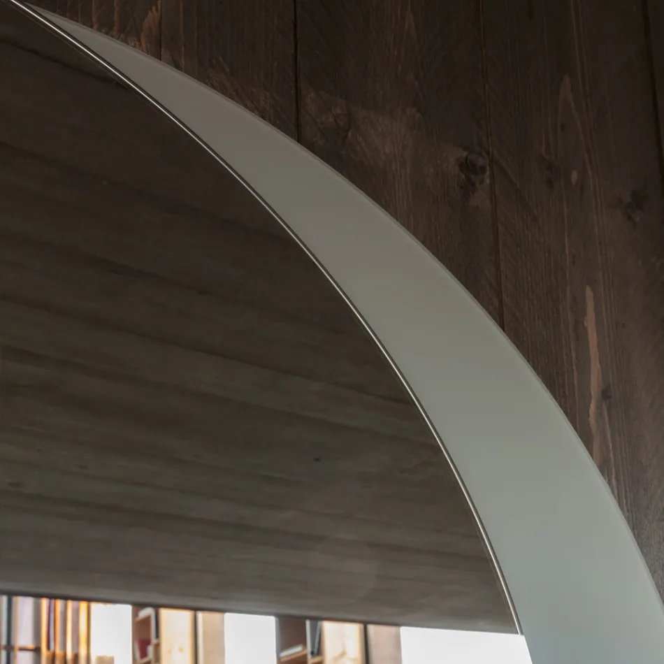 Espejo con fondo de vidrio lacado gris tórtola grabado Made in Italy - Orégano viadurini