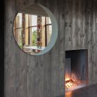 Espejo con fondo de vidrio lacado gris tórtola grabado Made in Italy - Orégano viadurini