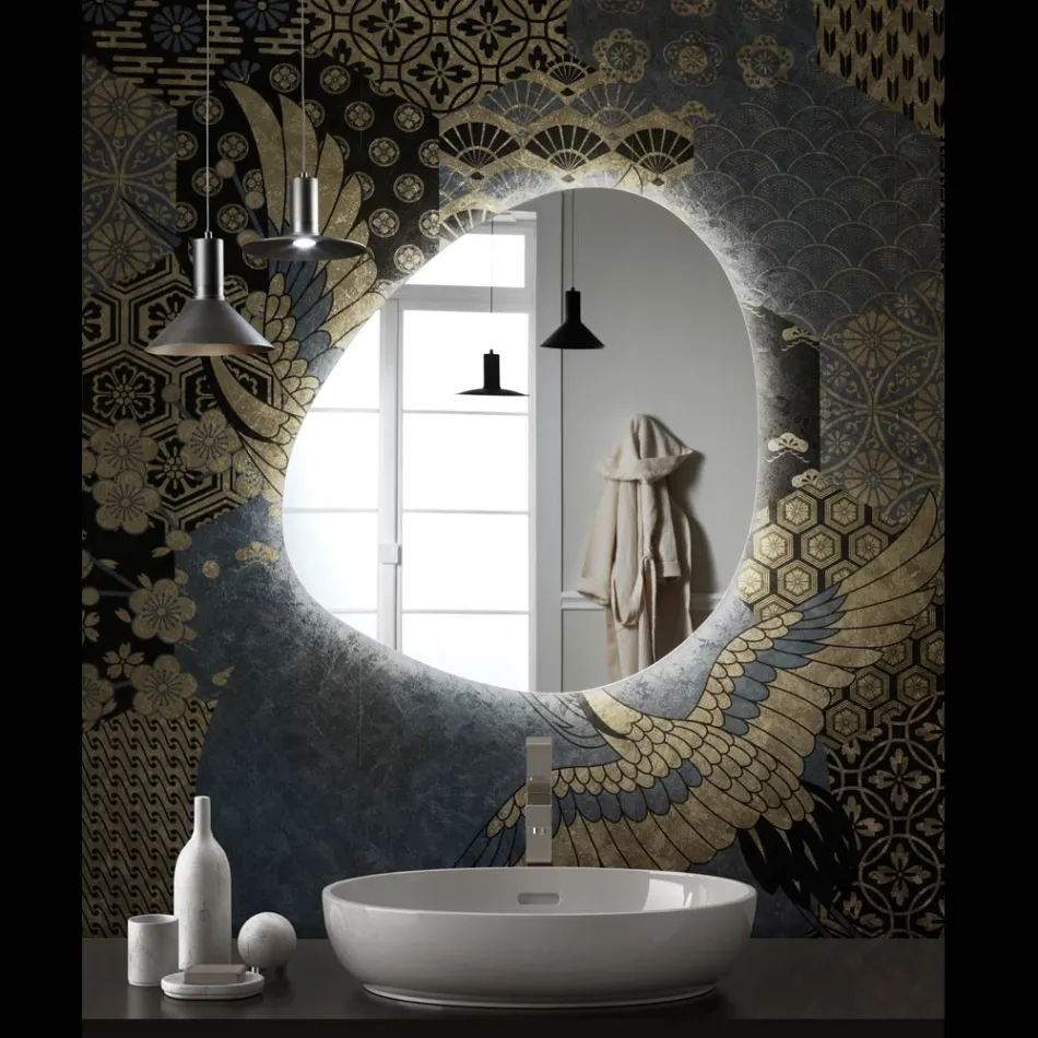 Espejo con retroiluminación LED reversible Made in Italy - Hablar viadurini