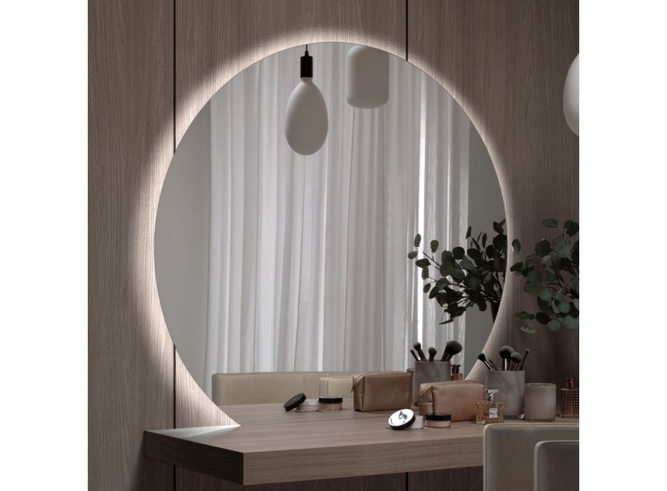 Espejo con retroiluminación LED Solo en el lado circular Made in Italy - Make viadurini