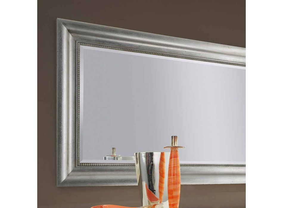 Espejo de pared de plata, hecho a mano en madera de oro hecho en Italia Alessandro viadurini
