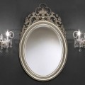 Espejo de pared oval hecho a mano en plata / oro, producido en Italia, Giorgio