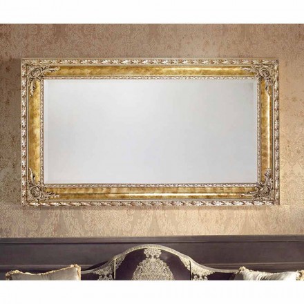 Umbrian moderno espejo de pared líneas de madera rectangulares hechas Italia viadurini