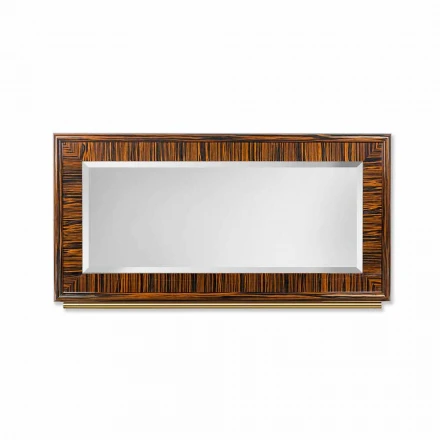 espejo biselado de la pared de ébano pulido y metal Ada 1 viadurini