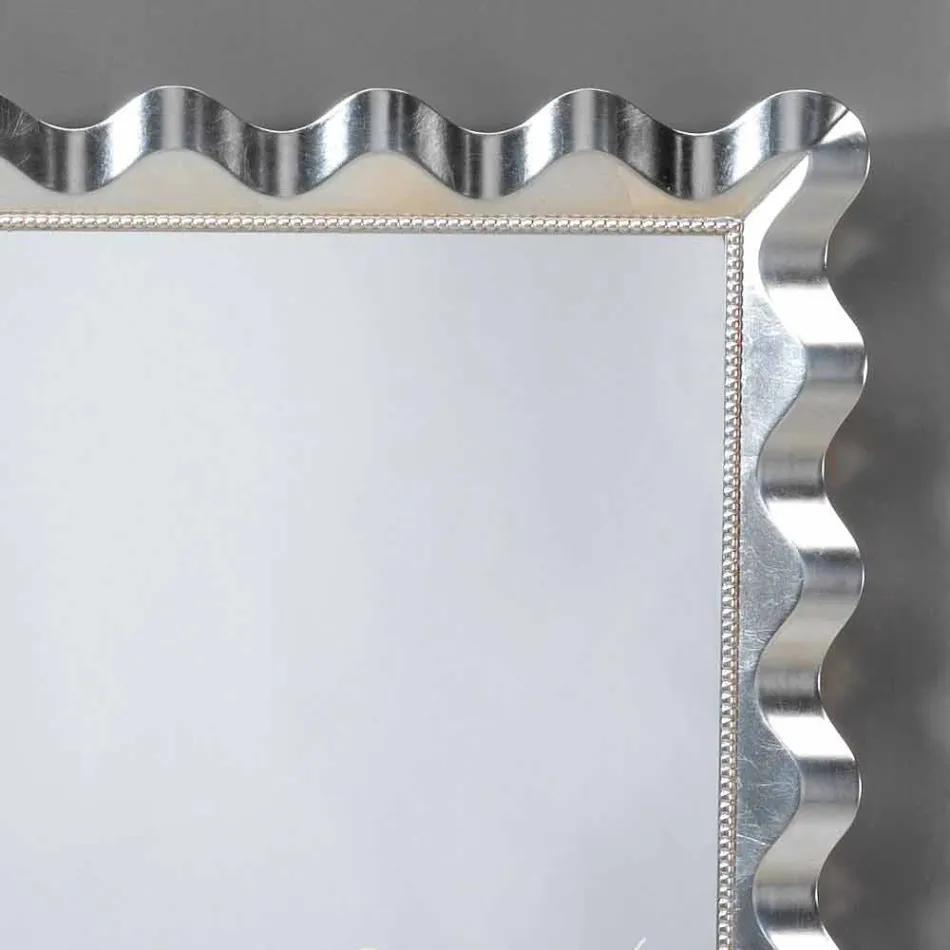 Espejo de pared de diseño moderno decorado con perlas Carril viadurini