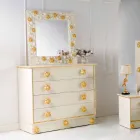 Espejo de pared de diseño decorado con rosas flor viadurini