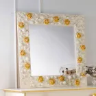 Espejo de pared de diseño decorado con rosas flor viadurini