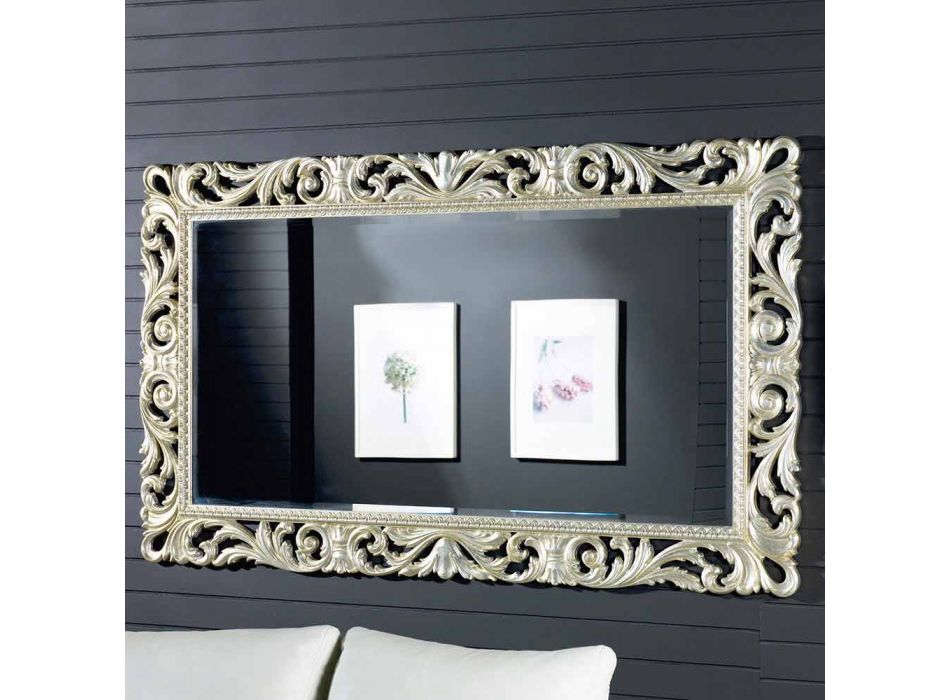 Espejo de pared de madera de abeto de diseño moderno hecho en Italia Nicola viadurini
