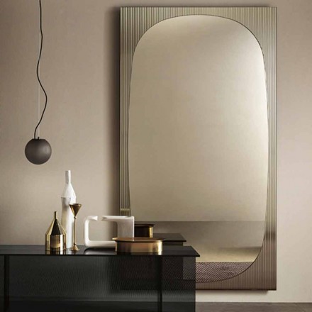Espejo de pared moderno con espejo de color bronce Hecho en Italia - Bandolero viadurini