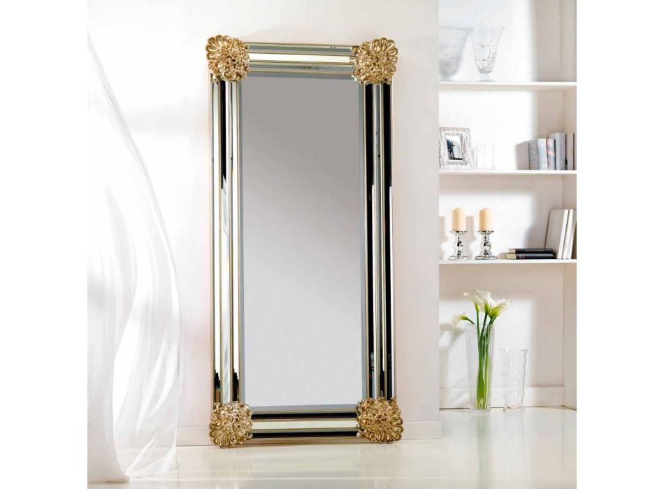 suelo de espejo / diseño de la pared, el marco de madera Luti, 96x196 cm viadurini