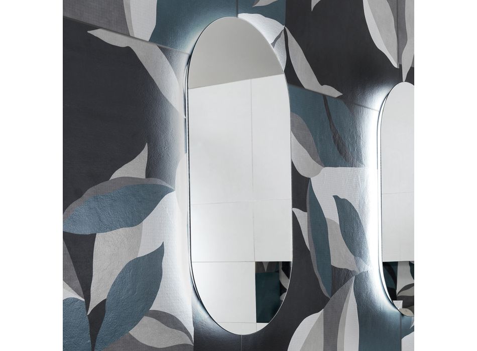 Espejo de alambre pulido de forma irregular retroiluminado Made in Italy - Estudio viadurini