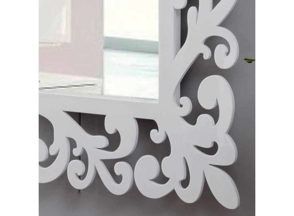 Espejo de pared de diseño rectangular grande en madera blanca moderna - Cortese viadurini