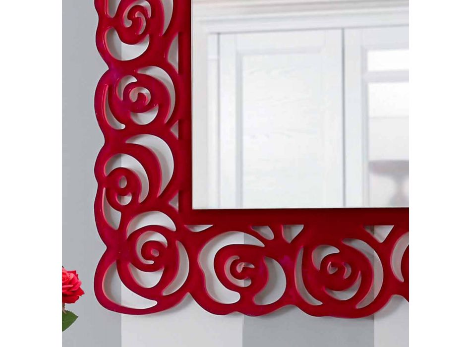 Espejo de pared moderno grande en plexiglás rojo - Rosalinda viadurini