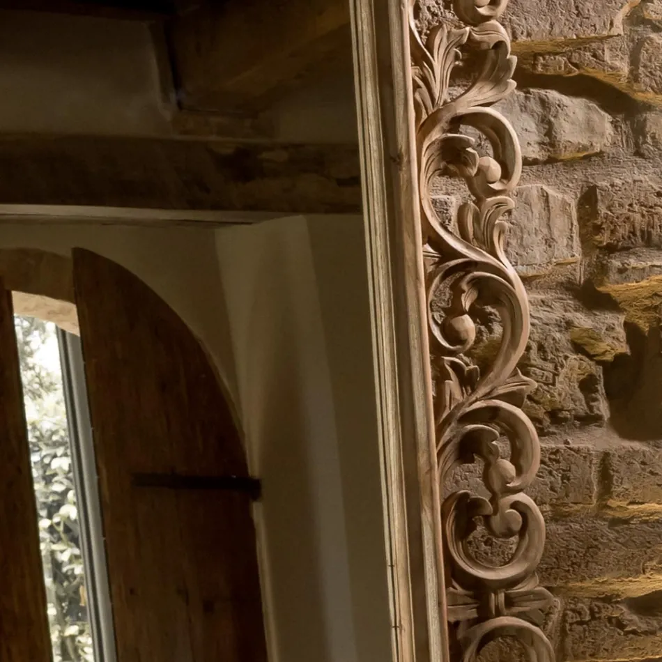 Espejo tallado de madera maciza de teca - Auguste viadurini