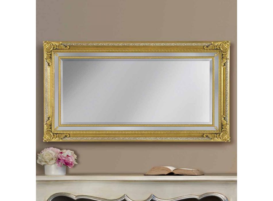 Espejo de pared de madera de abeto hecho a mano moderno hecho en Italia por Carlo viadurini