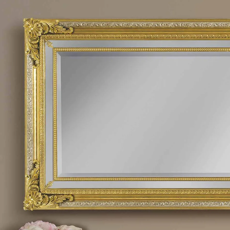 Espejo de pared de madera de abeto hecho a mano moderno hecho en Italia por Carlo viadurini