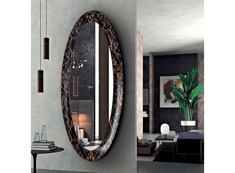 Espejo de diseño ovalado con marco de efecto mármol Made in Italy - Denisse viadurini