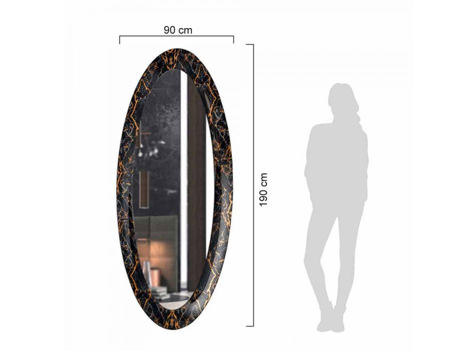 Espejo de pared largo ovalado con marco de efecto mármol Made in Italy - Denisse viadurini