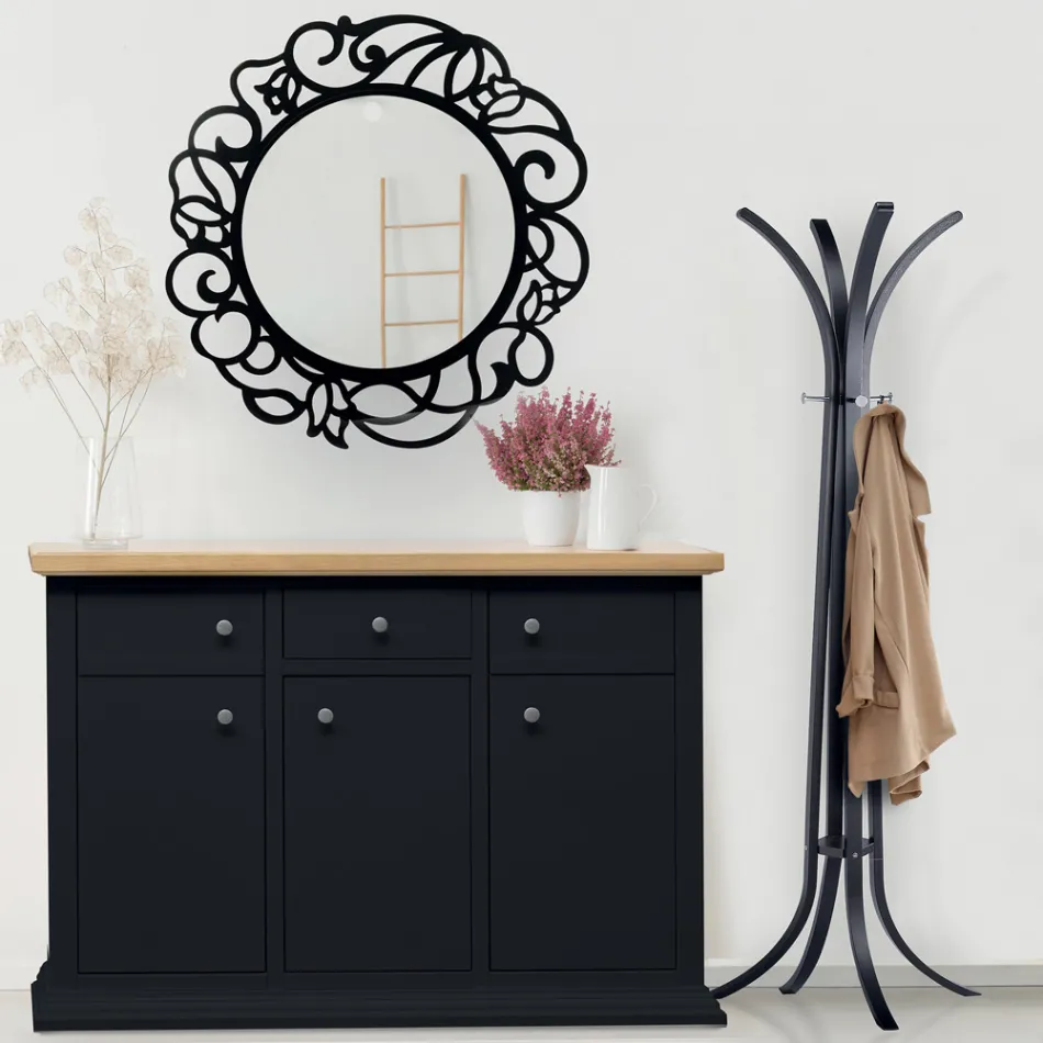 Espejo redondo con diseño calado Made in Italy - Ferona viadurini