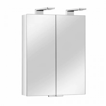 Espejo de 2 puertas con contenedor de aluminio plateado y detalles cromados - Maxi viadurini