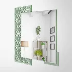 Espejo de pared cuadrado de diseño moderno en madera verde decorada - Laberinto viadurini