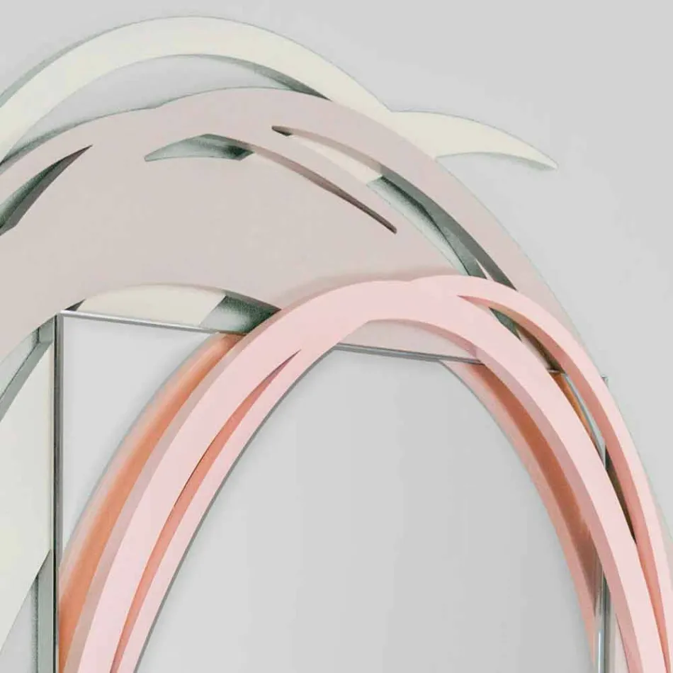 Espejo de pared moderno con diseño decorativo en madera coloreada - Orbita viadurini