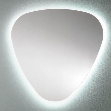 Espejo de pared en forma para baño con retroiluminación LED preciosa - Trigolo viadurini