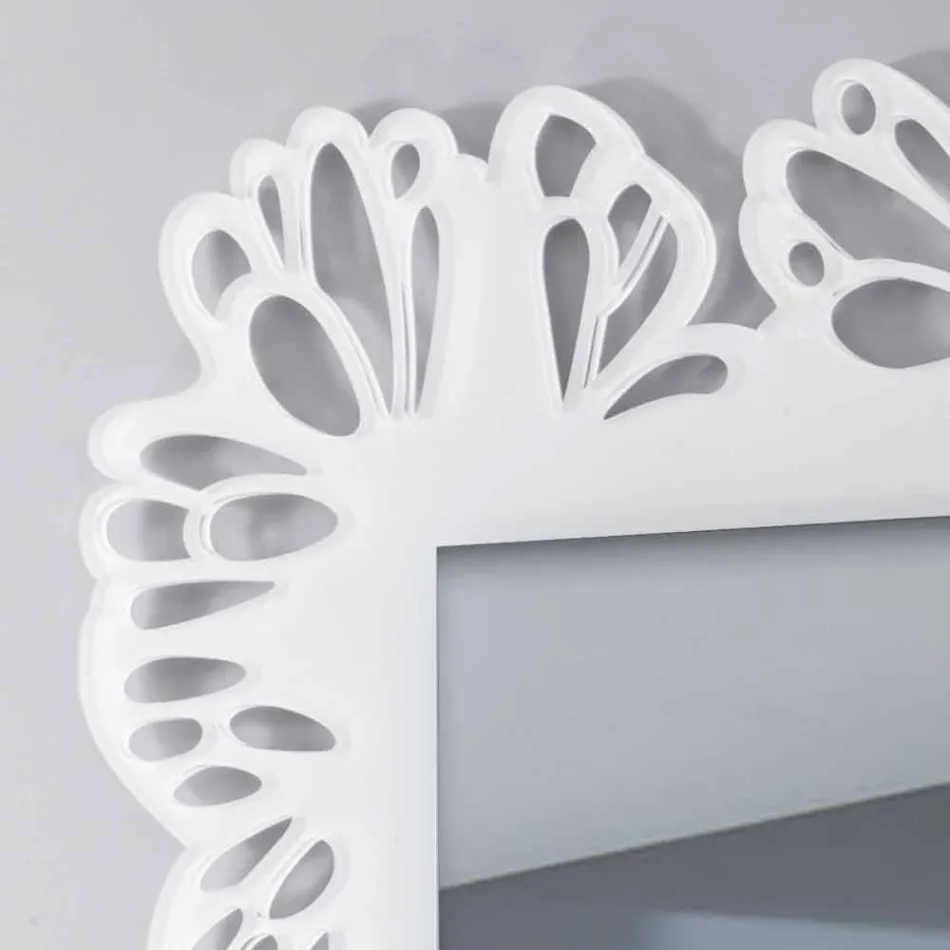 Espejo de pared de plexiglás blanco con marco rectangular decorado - Alidifarf viadurini