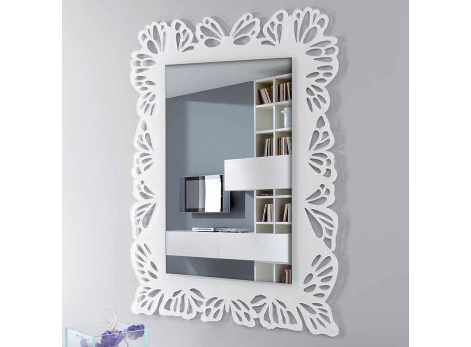 Espejo de pared de plexiglás blanco con marco rectangular decorado - Alidifarf viadurini