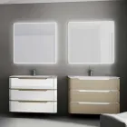 Espejo de pared con bordes esmerilados, iluminación LED, Tessa viadurini