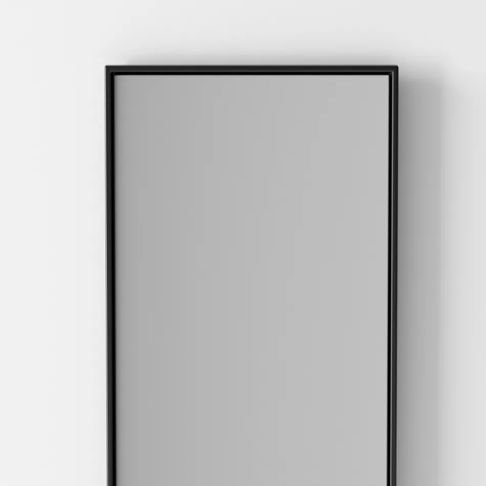 Espejo de pared rectangular retroiluminado con marco negro Made in Italy - Riflessi viadurini