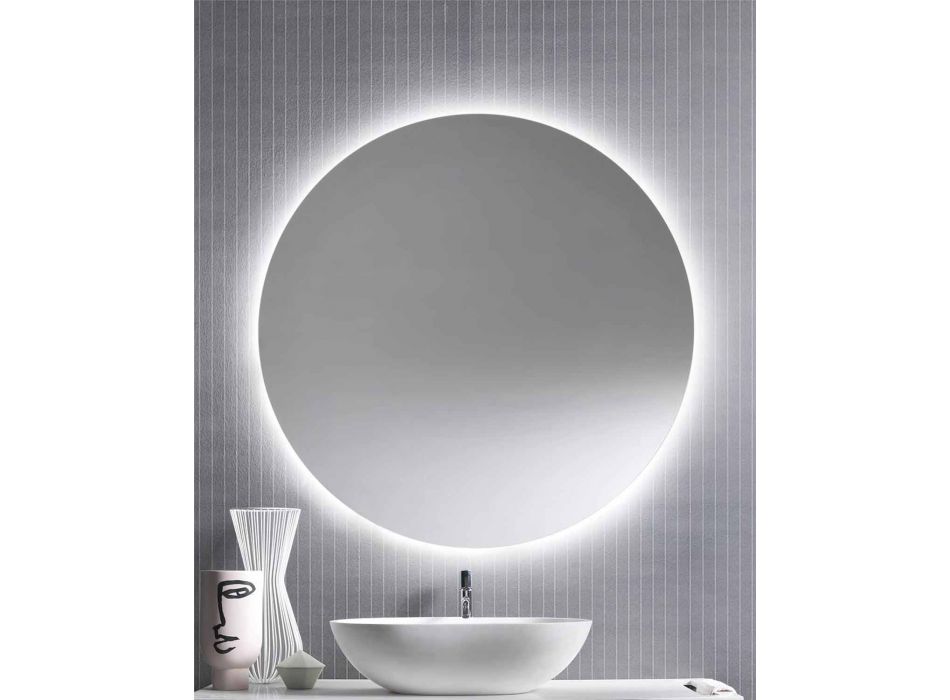 Espejo de pared redondo retroiluminado con LED Made in Italy - Ronda viadurini