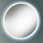 Espejo de pared redondo con borde arenado y retroiluminación LED - Botón viadurini