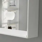 Espejo de pared para baño con luz LED y marco de madera Made in Italy - Geppio viadurini