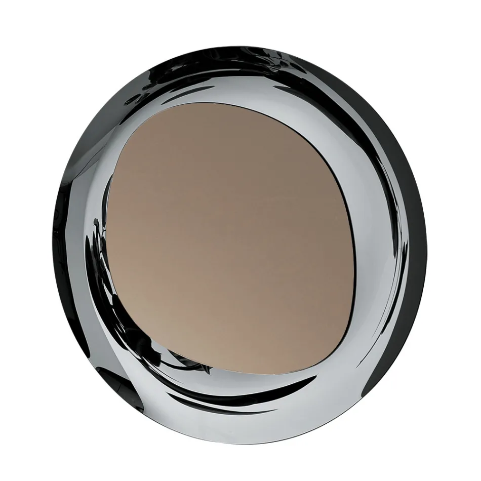 Espejo de bronce con marco de cristal ahumado, fabricado en Italia - Anselma viadurini