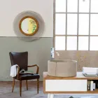 Moderno espejo de pared en metal y teca Monno viadurini