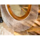 Moderno espejo de pared en metal y teca Monno viadurini