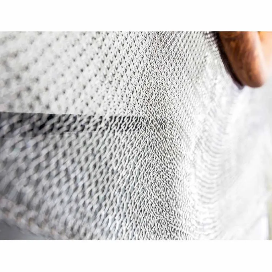 Moderno espejo de pared en metal y teca Monno viadurini