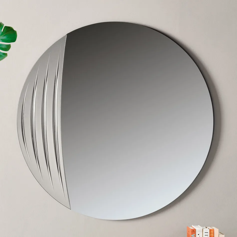 Espejo circular en dos tamaños y dos colores, fabricado en Italia - Auren viadurini