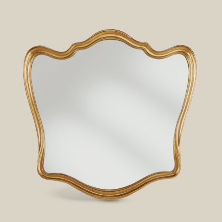 Espejo clásico con marco de madera en forma de pan de oro Made in Italy - Jenny viadurini