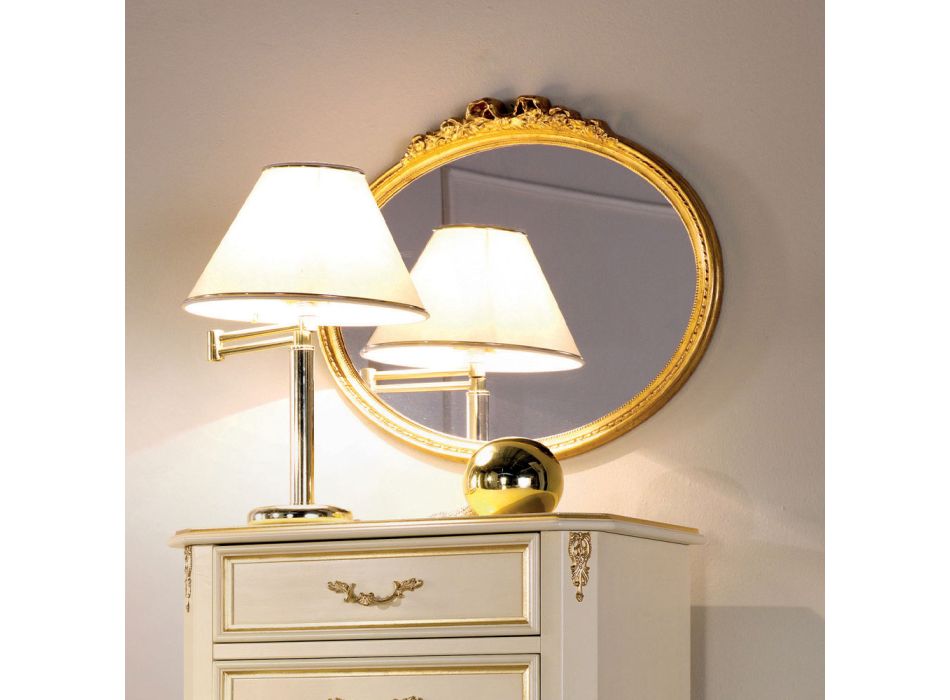 Espejo Clásico Ovalado con Marco en Pan de Oro Made in Italy - Precious viadurini