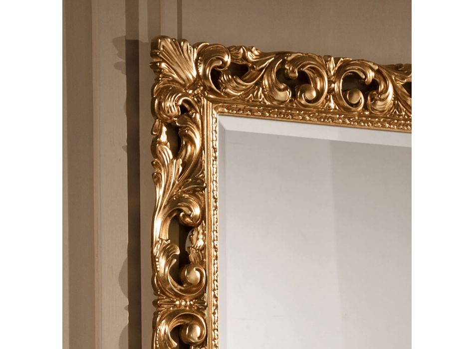 Espejo Rectangular Clásico Marco Pan de Oro Made in Italy - Precious viadurini
