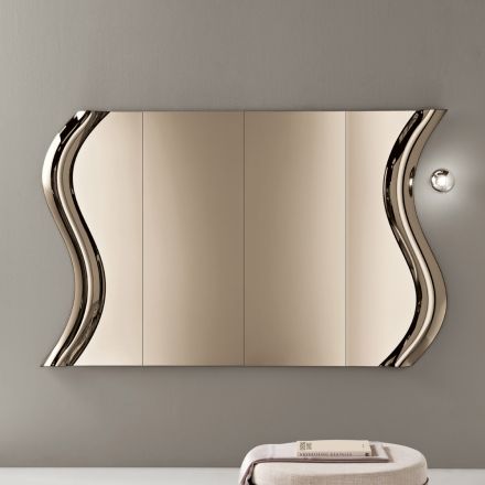 Espejo Sorya color bronce en vidrio fusionado con inserto central. Hecho en Italia. viadurini