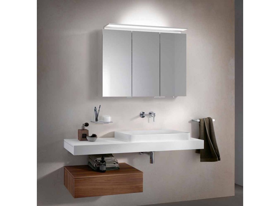 Espejo moderno para gabinete de pared de 3 puertas con estantes internos - Bramo viadurini