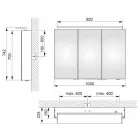 Espejo moderno para gabinete de pared de 3 puertas con estantes internos - Bramo viadurini