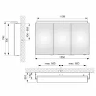 Espejo moderno para gabinete de pared de 3 puertas con estantes internos - Bramo viadurini