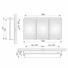 Espejo moderno para gabinete de pared de 3 puertas con estantes internos - Bramo viadurini