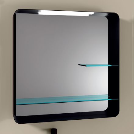 Espejo con estructura de metal y 2 estantes de vidrio Made in Italy - William viadurini