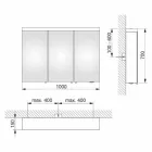 Espejo con almacenamiento de pared con 3 puertas en aluminio pintado plateado - Alfio viadurini