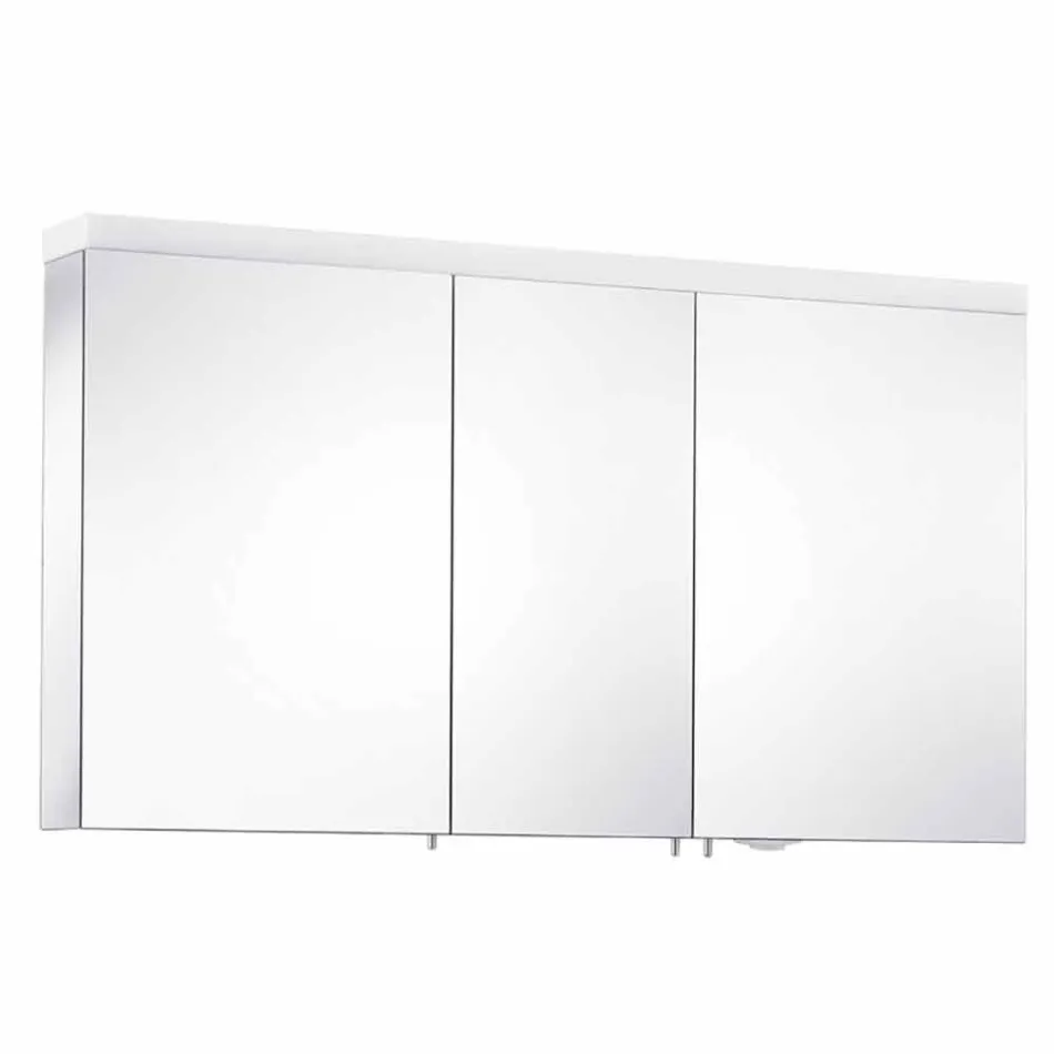 Espejo con almacenamiento de pared con 3 puertas en aluminio pintado plateado - Alfio viadurini